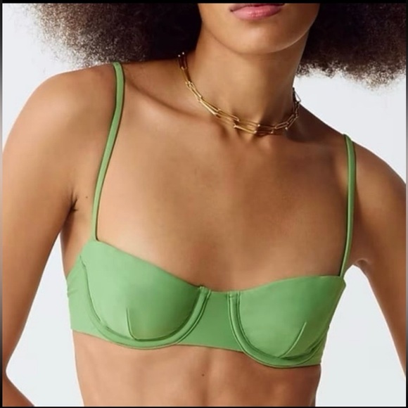 🌻NEW w.tags J. Crew Green Balconette underwire bikini top Size 34B - Picture 1 of 11